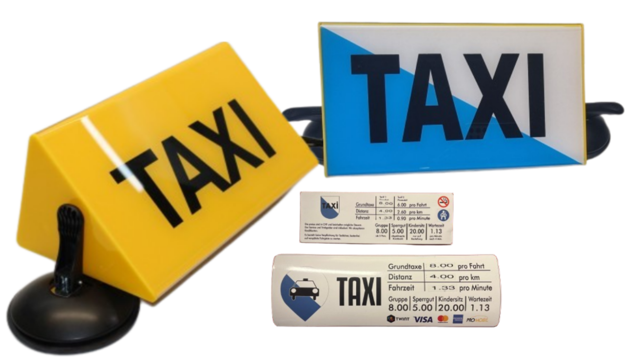Taxilampe gross inkl. Werbung mit Magnet